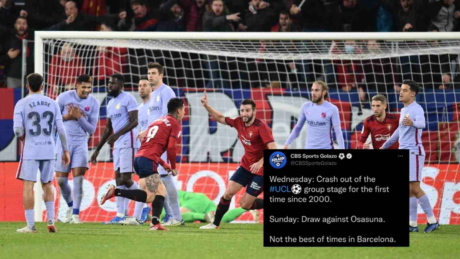 Twitter Reacts to FC Barcelona’s poor display in 2-2 draw against lowly ranked Osasuna