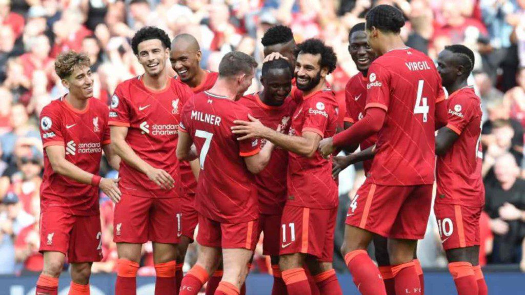 Liverpool celebrate the victory