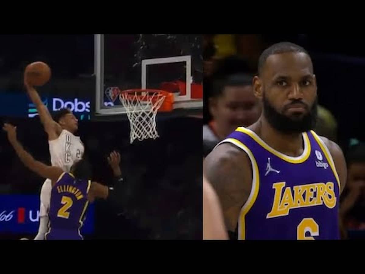 “It’s you, who got Ellington posturized”: Twitter reacts to Tre Mann taking out LeBron James’ frustration out with massive poster dunk in Lakers vs OKC