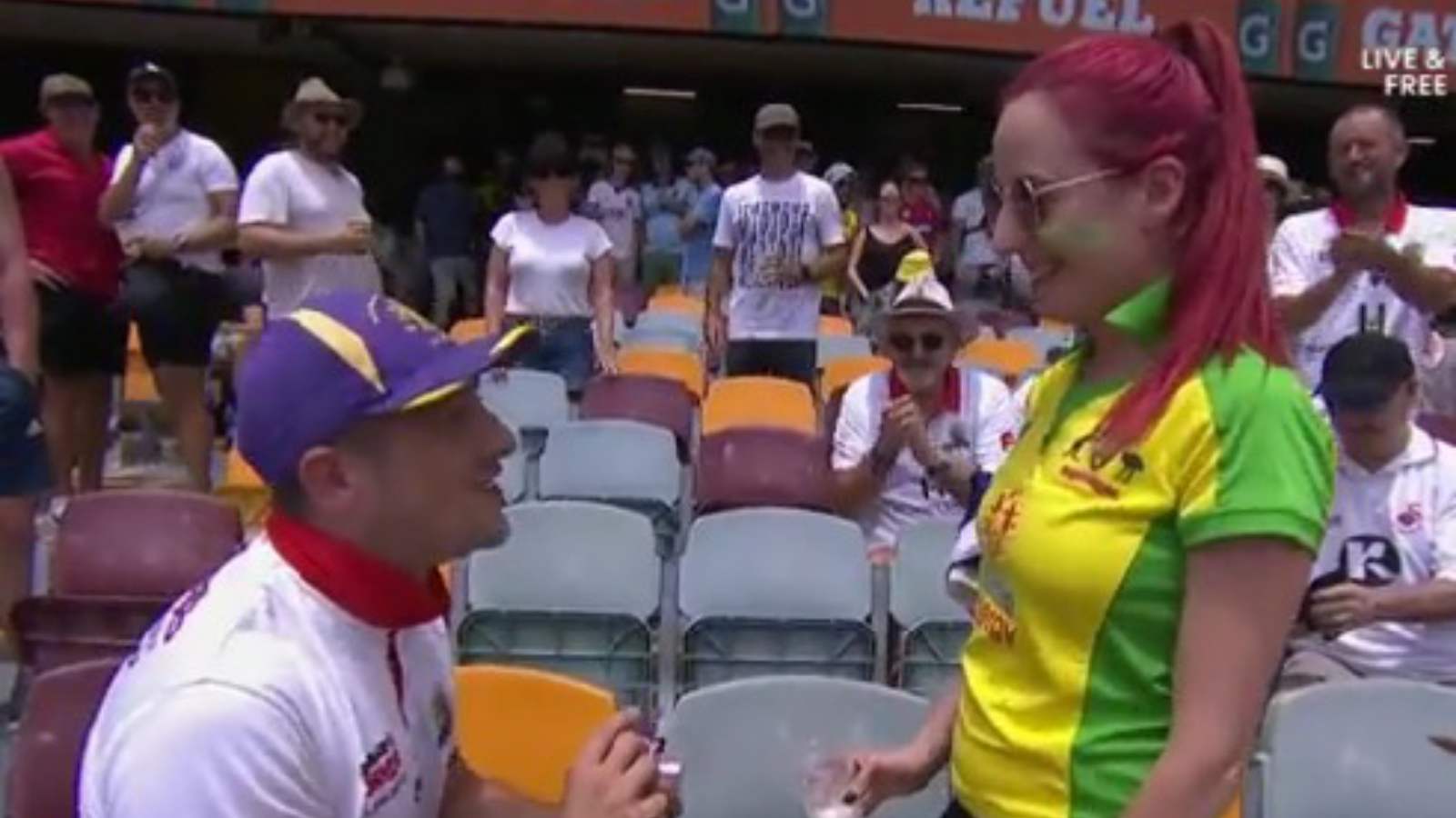 WATCH: ‘She said yes!’ – English fan proposes to his Australian girlfriend at the Gabba