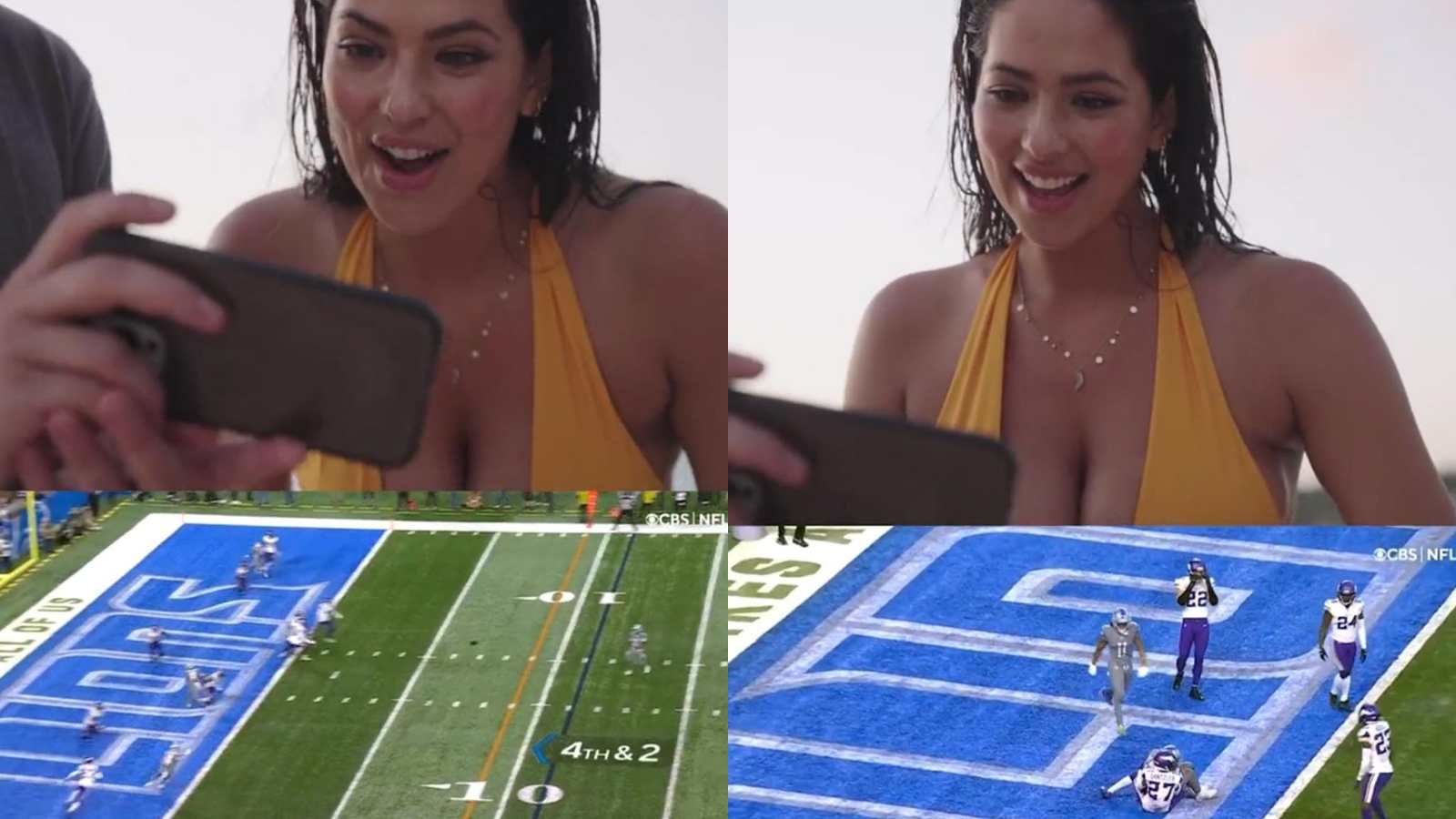 “Shut uppp”: Christen Harper’s reaction when boyfriend Jared Goff threw a game-winning touchdown for the Lions is breaking the internet