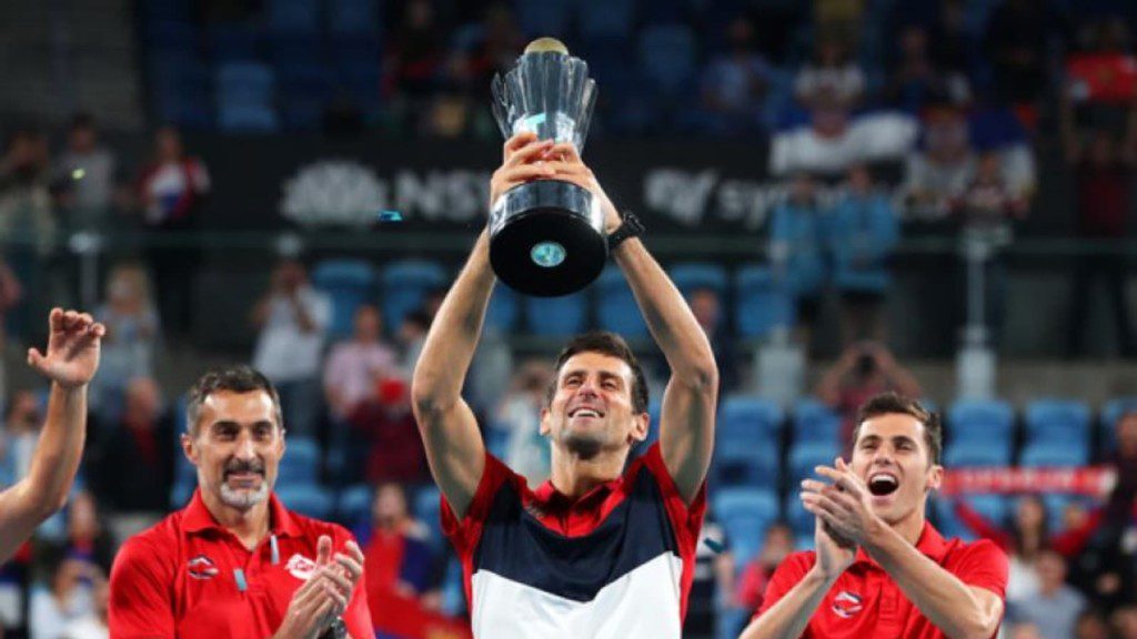 Novak Djokovic with the 2020 ATP Cup