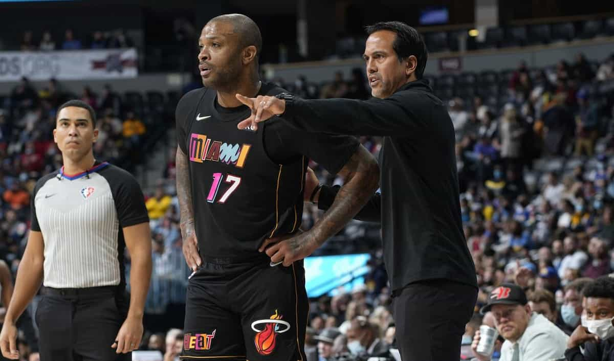 “Want to celebrate with him” Miami Coach Erik Spoelstra gives gripping gesture to PJ Tucker before Heat vs Bucks game