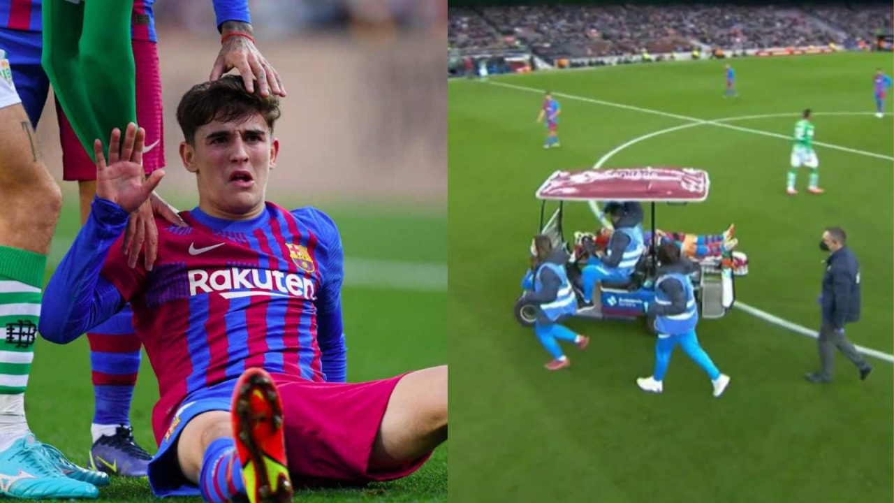 Injury! 17 year old Spain Youngest debutant GAVI left on “STRETCHER DUE TO HEAD INJURY” between Barcelona v/s Real Betis match