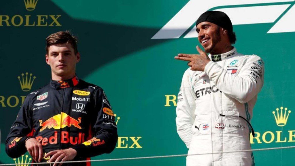 Max Verstappen and Lewis Hamilton