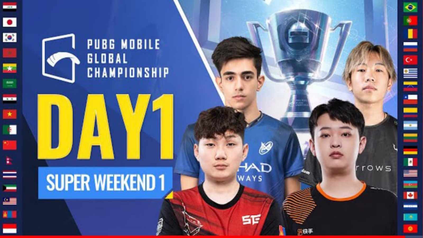 PUBG Mobile Global Championship 2021 East: Superweekend 1 Day 1 Overall standings