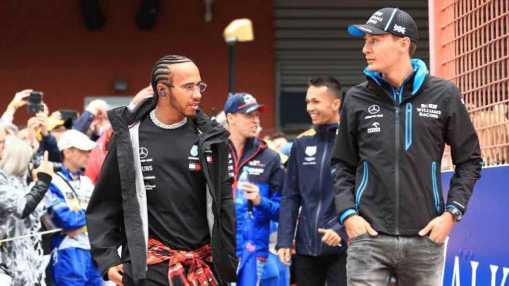 Lewis Hamilton and George Russell