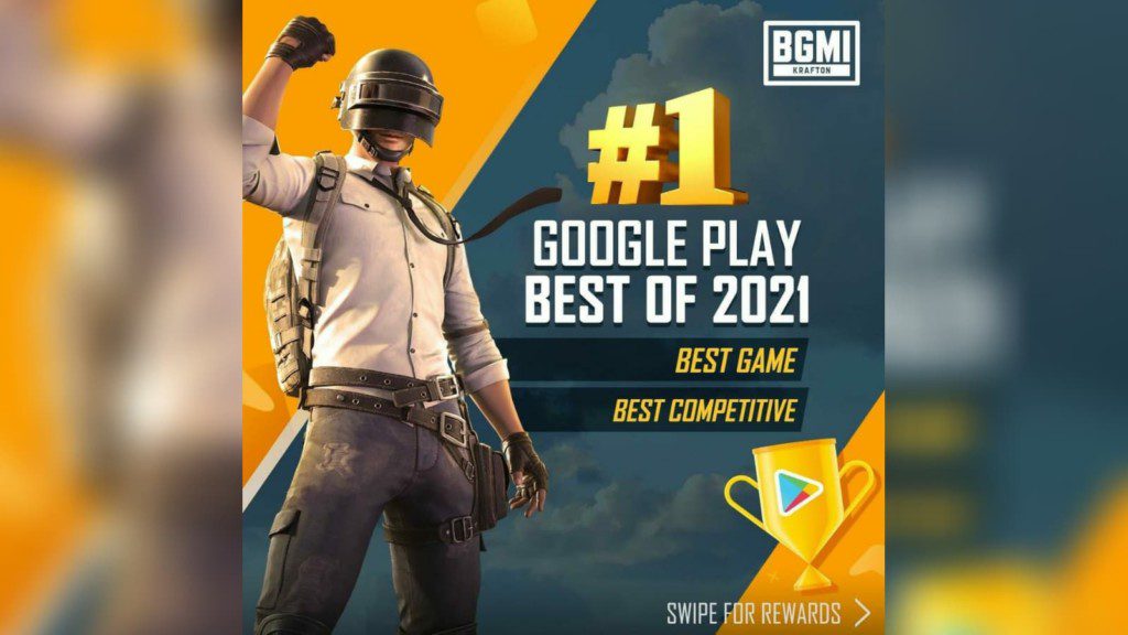 Krafton announces free BGMI rewards for players to celebrate Google Play Best Game of 2021 Award