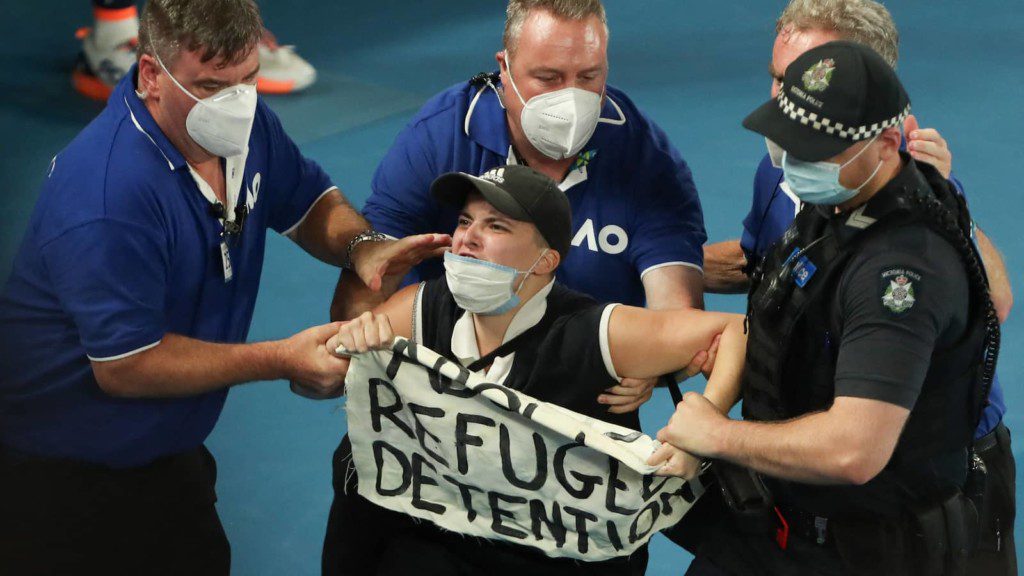 Protestor at the 2022 Australian Open Finals