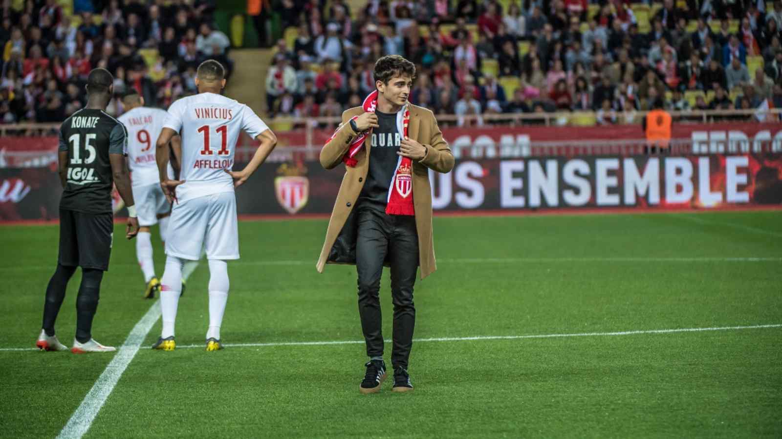 Charles Leclerc joins Ligue 1 side AS Monaco for a charity soccer match in their bid against Aids