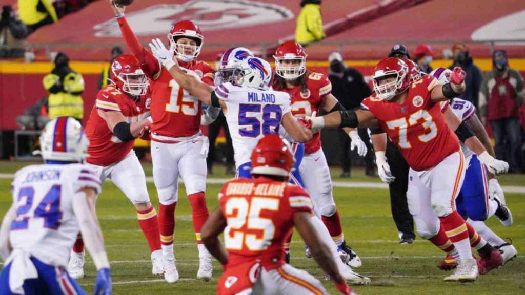 Patrick Mahomes against the Bills in the divisional round