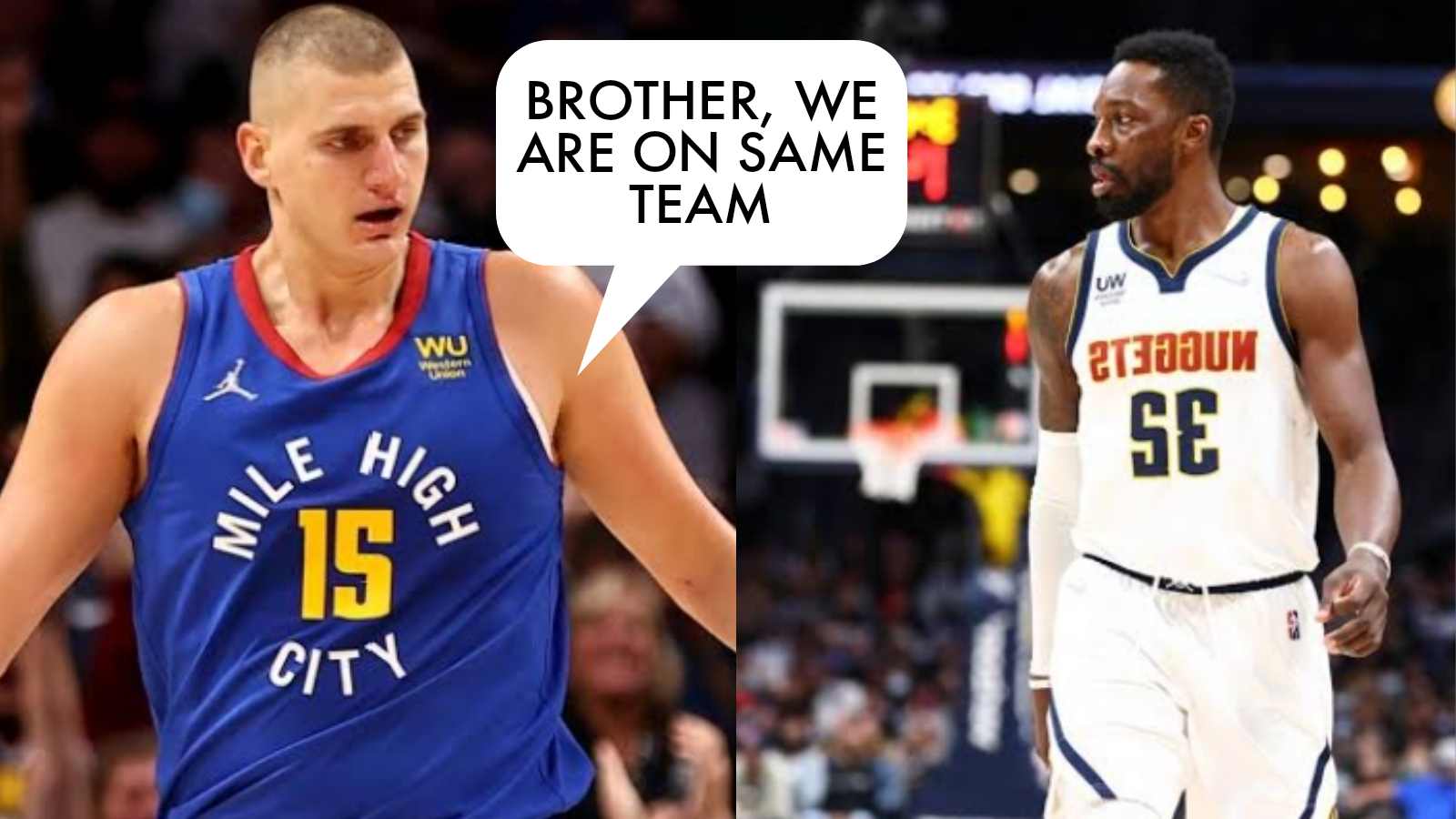 “Which side he at?”: Fans react to Nikola Jokic getting dunked on by his own teammate Jeff Green