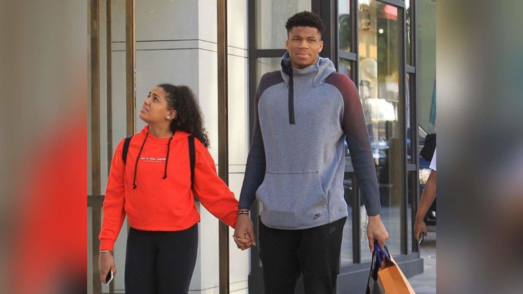 Giannis Antetokounmpowith his girlfriend Mariah Riddlesprigger