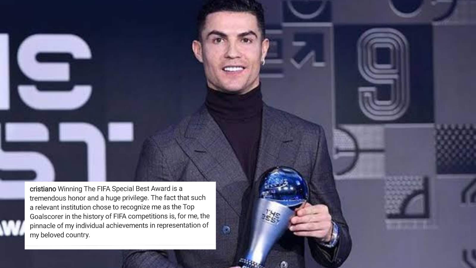 Cristiano Ronaldo expresses his gratitude towards FIFA for honouring him with a Special award