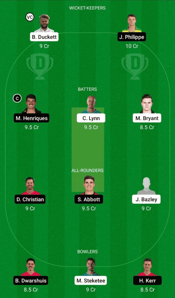 Dream 11 Fantasy Team 1 For HEA vs SIX