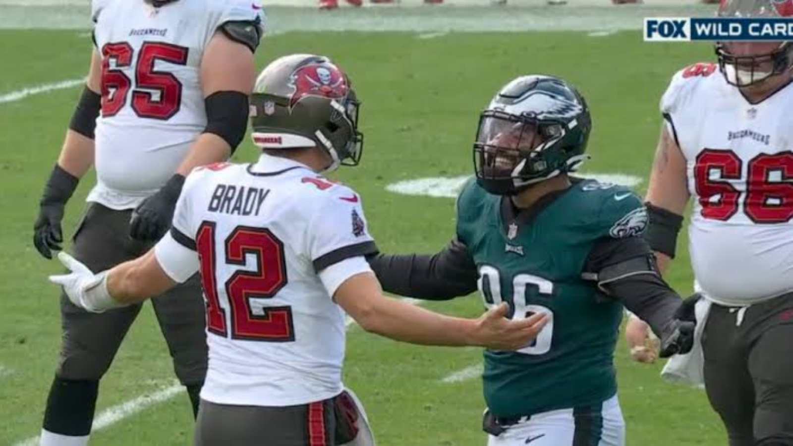 WATCH: “Absolutely Atrocious” Heated exchange between Tom Brady & Derek Barnett after the latter needlessly pushed the Tampa Bay QB