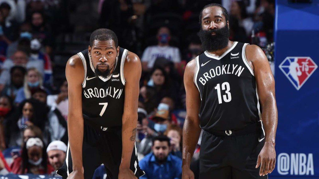 Kevin Durant with James Harden