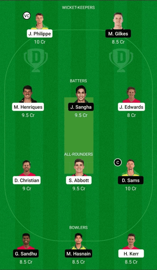 Dream 11 Fantasy Team 1 For SIX vs THU