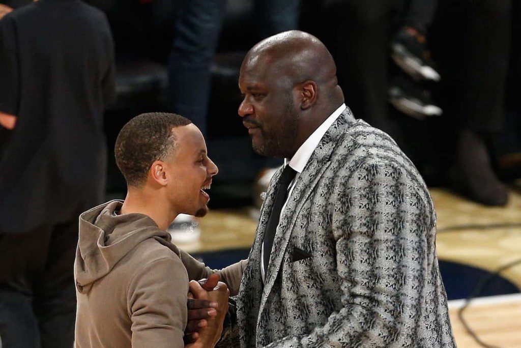 Shaquille O'Neal and Stephen Curry