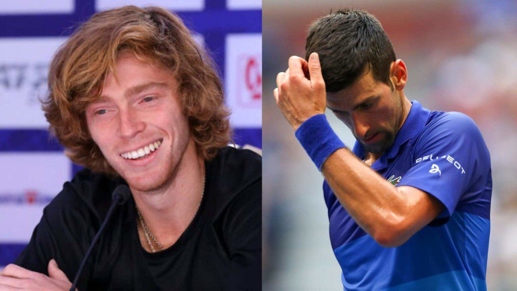 Andrey Rublev and Novak Djokovic