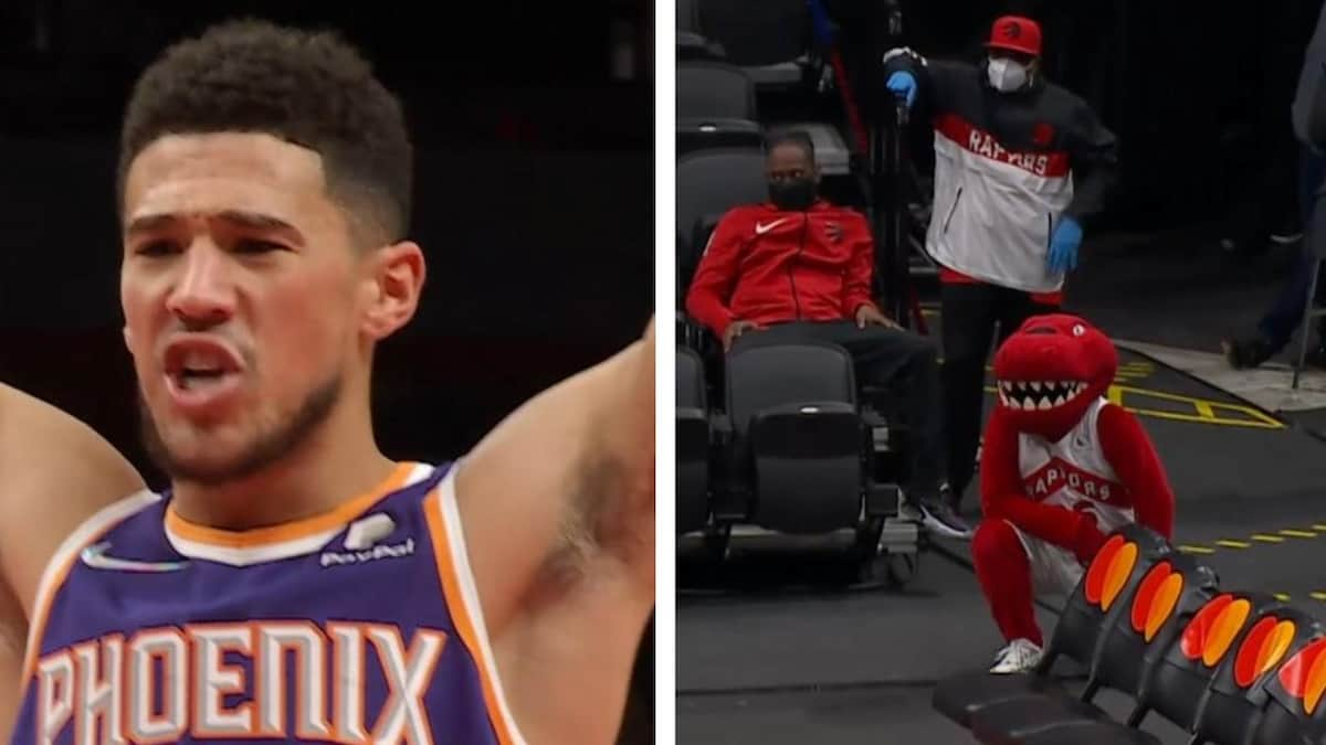 Devin Booker gets Toronto Mascot ejected after distracting during Suns vs Raptors clutch time