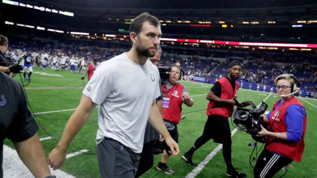 Andrew Luck leaving the pitch in his final game