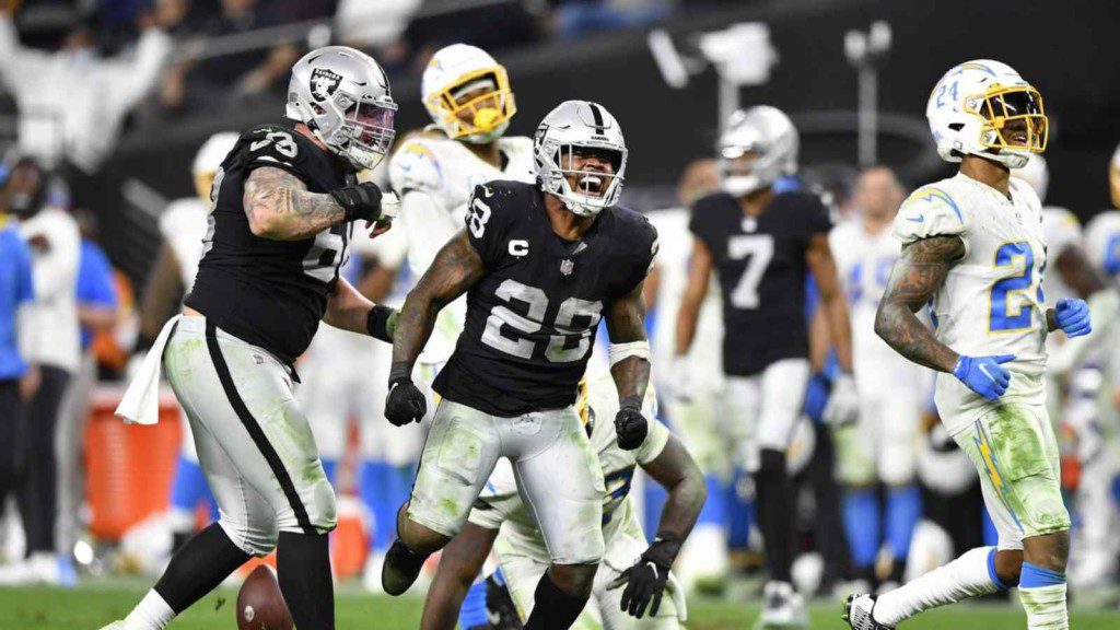 Raiders players react after the victory