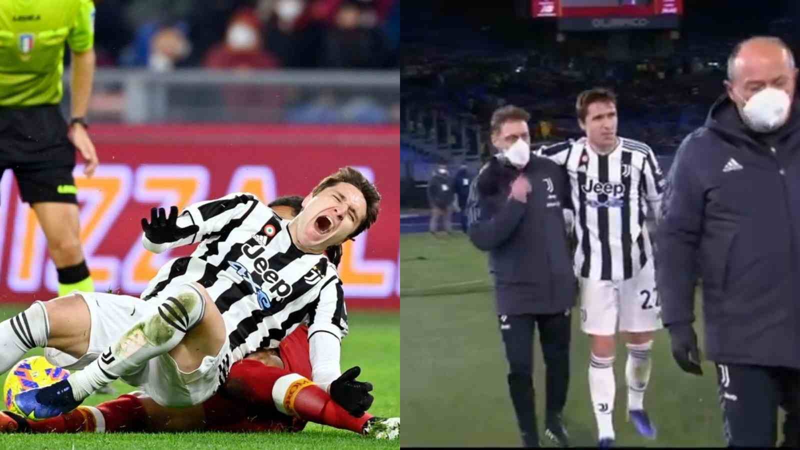 WATCH: Juventus star Federico Chiesa suffers Horrible injury against AS Roma