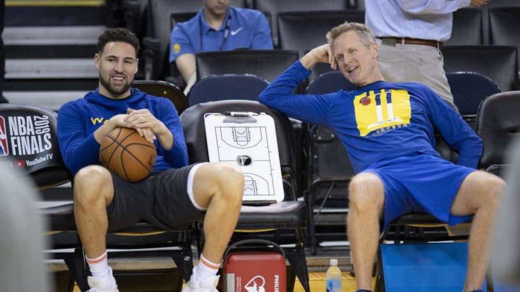 Klay thompson and Steve Kerr