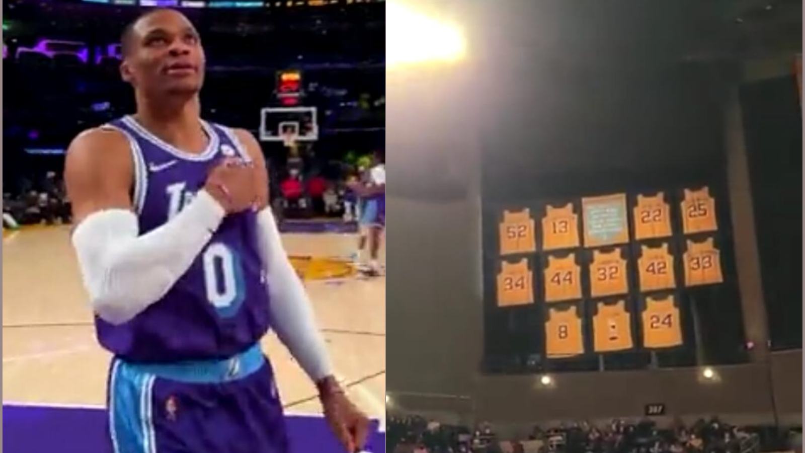 Watch: Russell Westbrook pay tribute to Lakers retired Legends in between Lakers vs Hawks showdown