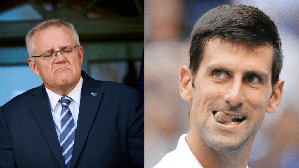 Scott Morrison and Novak Djokovic