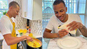 Andre De Grasse making egg tacos