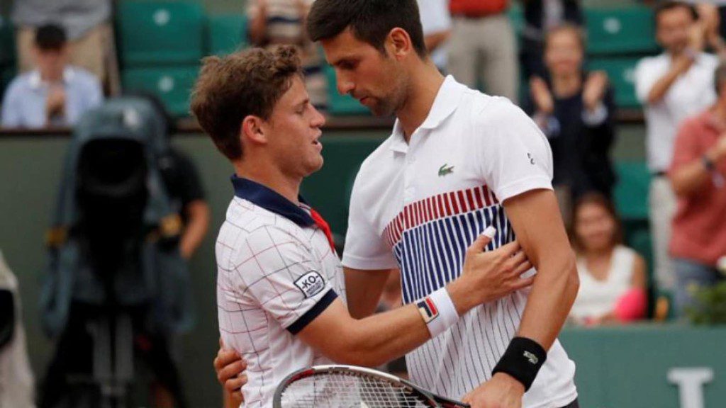 Diego Schwartzman and Novak Djokovic