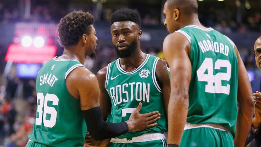 Marcus Smart, Jaylen Brown and AL Horford