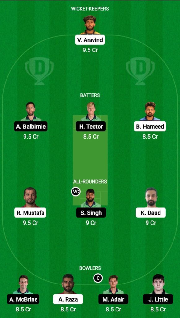 Dream 11 Fantasy Team 2 For UAE VS IRE