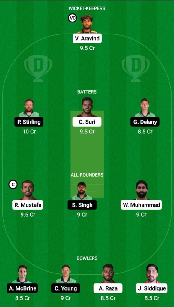 Dream 11 Fantasy Team 1 For UAE VS IRE