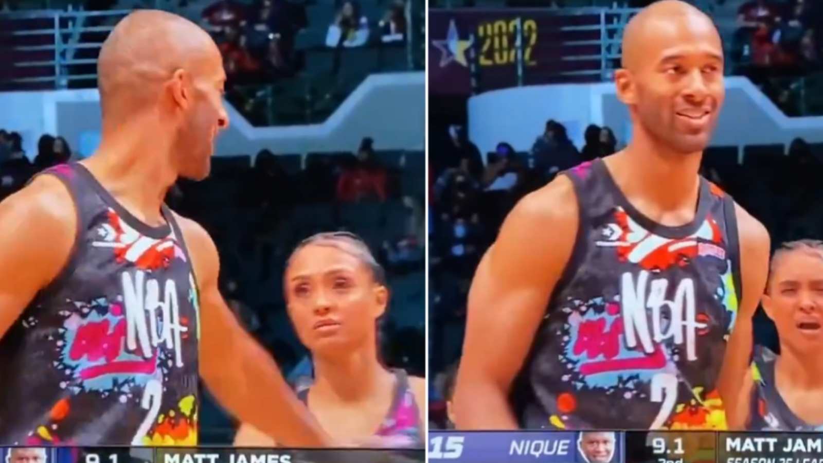 “Caught in 4K”: NBA Fans shocked as Matt James accidentally taps Brittney Elena’s b**bs during All-Star Celebrity Game