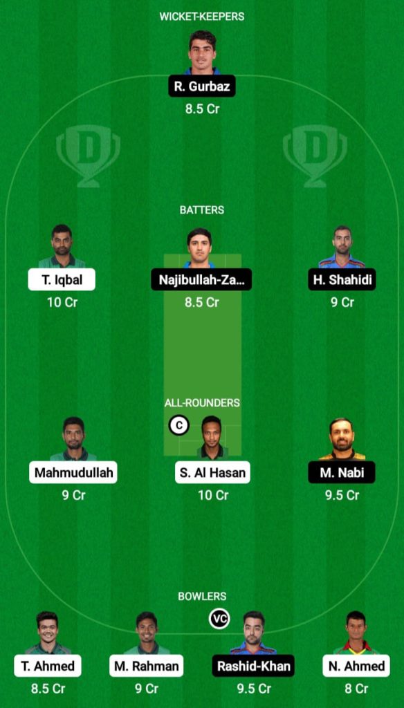 Dream 11 Fantasy Team 1 for BAN vs AFG