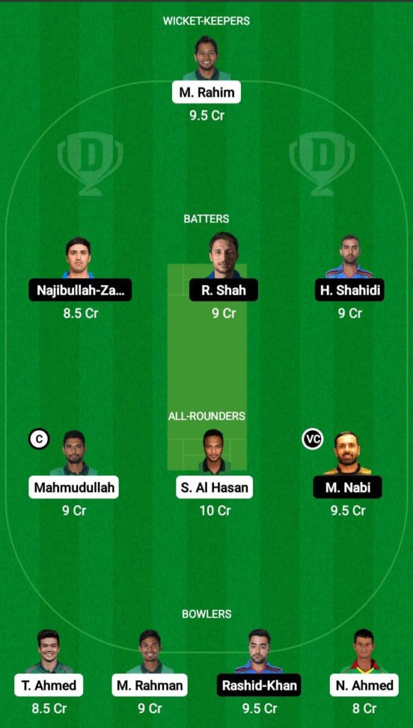 Dream 11 Fantasy Team 2 for BAN vs AFG