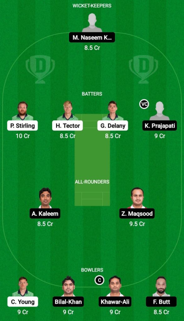 Dream 11 Fantasy Team 2 For IRE vs OMN