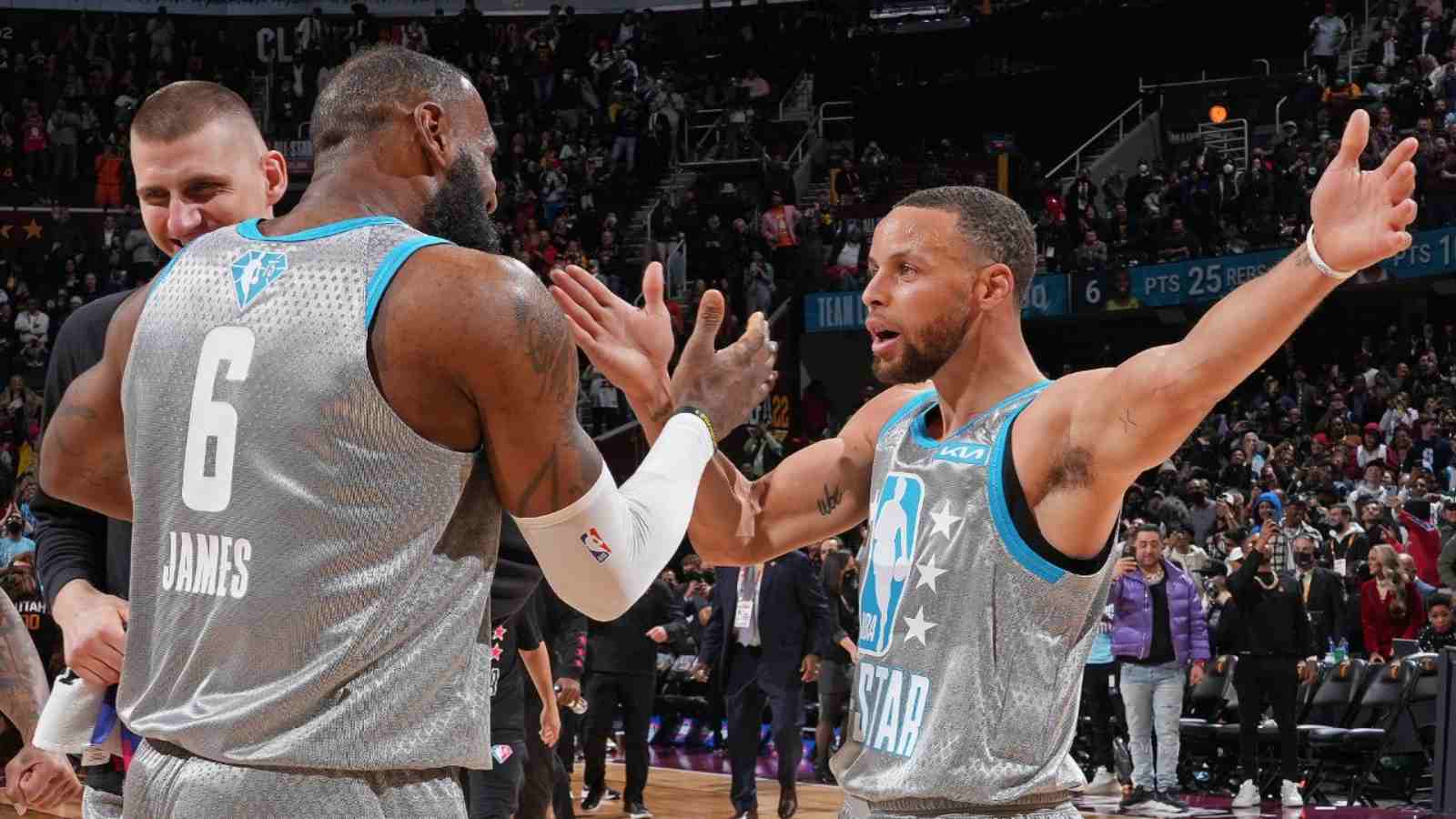 “I miss the KING” Captain LeBron James hilariously makes Curry, Giannis, DeRozan, and Jokic laugh backstage before All-Star introduction in viral video