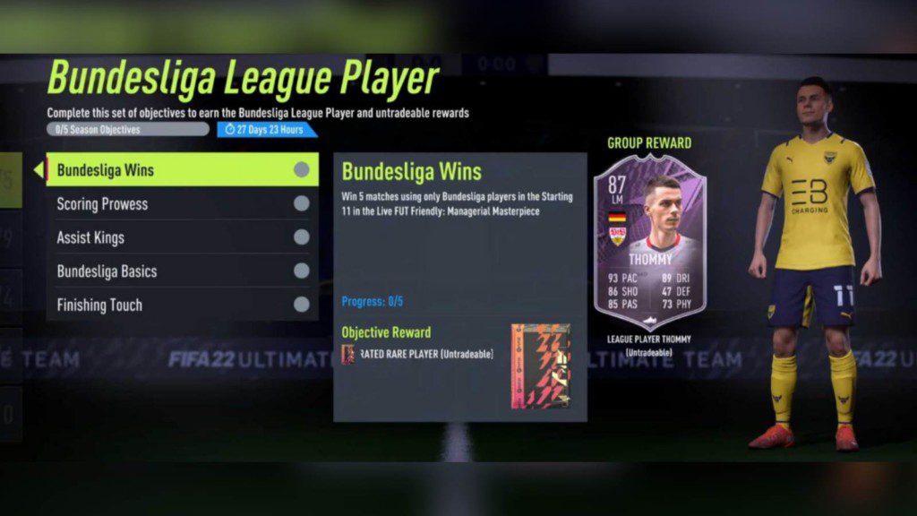 Bundesliga League Player Objective