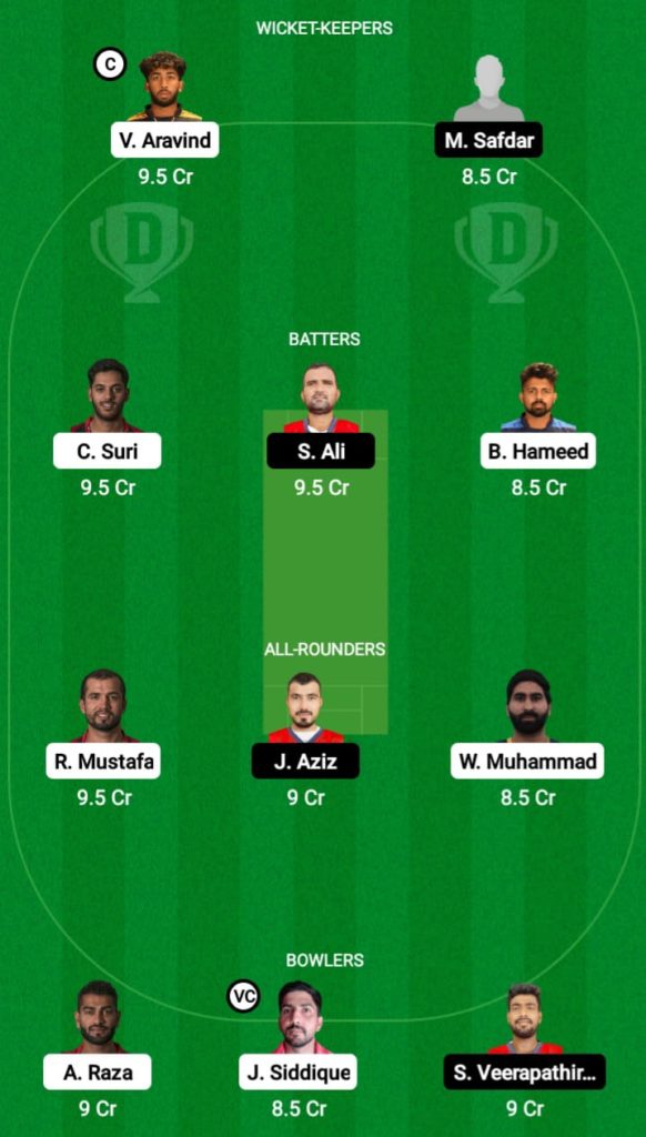 Dream 11 Fantasy Team 1 For UAE vs BAH