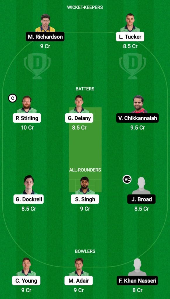 Dream 11 Fantasy Team 2 for IRE vs GER