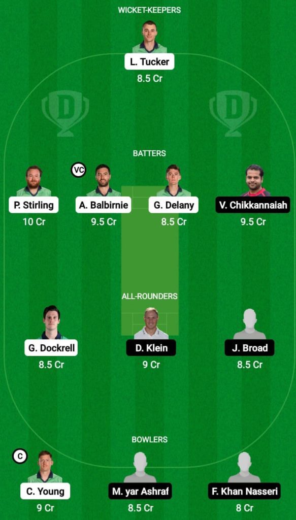 Dream 11 Fantasy Team 1 for IRE vs GER 