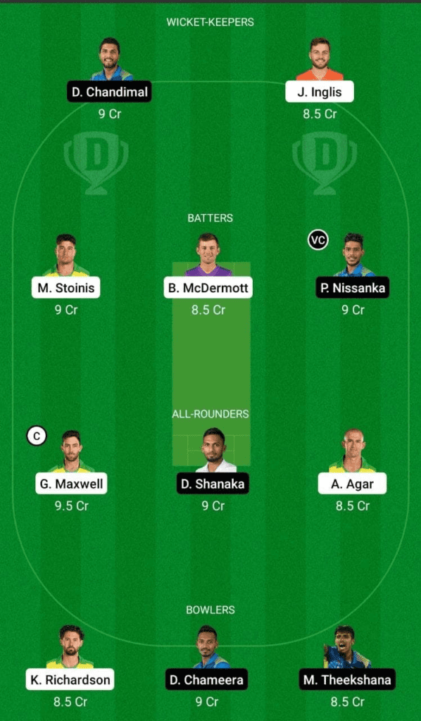 Dream 11 Fantasy Team 1 for AUS vs SL