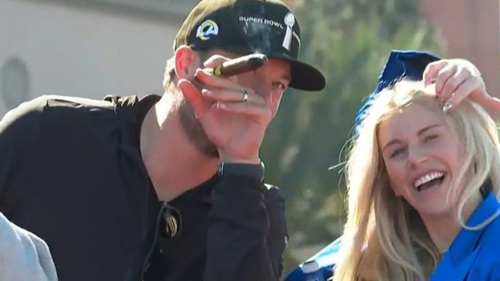 Matthew Stafford during the Super bowl parade