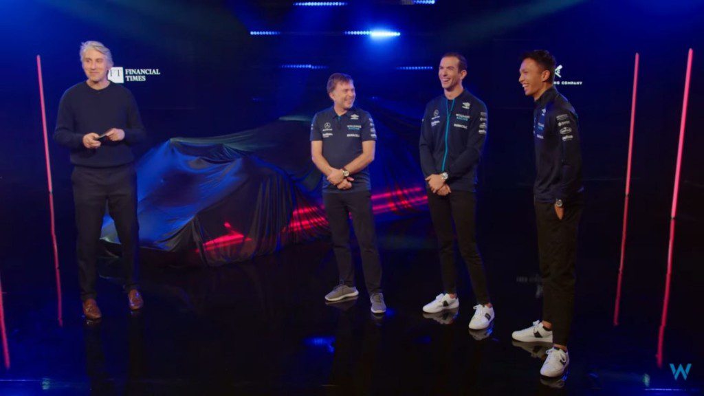 Williams boss Jost Capito with team's drivers- Nicholas Latifi and Alex Albon.