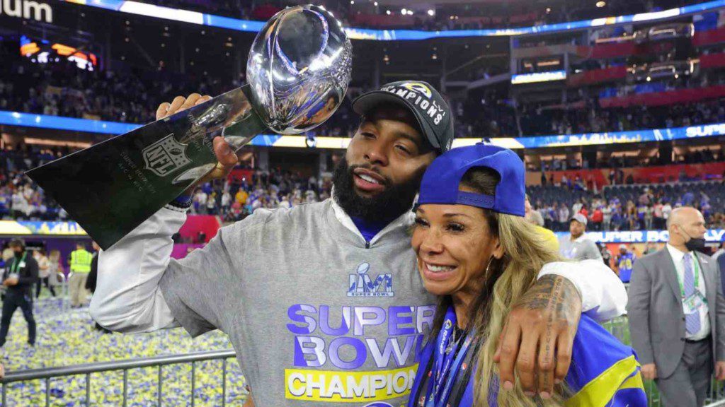 Beckham Jr celebrates the Super Bowl victory