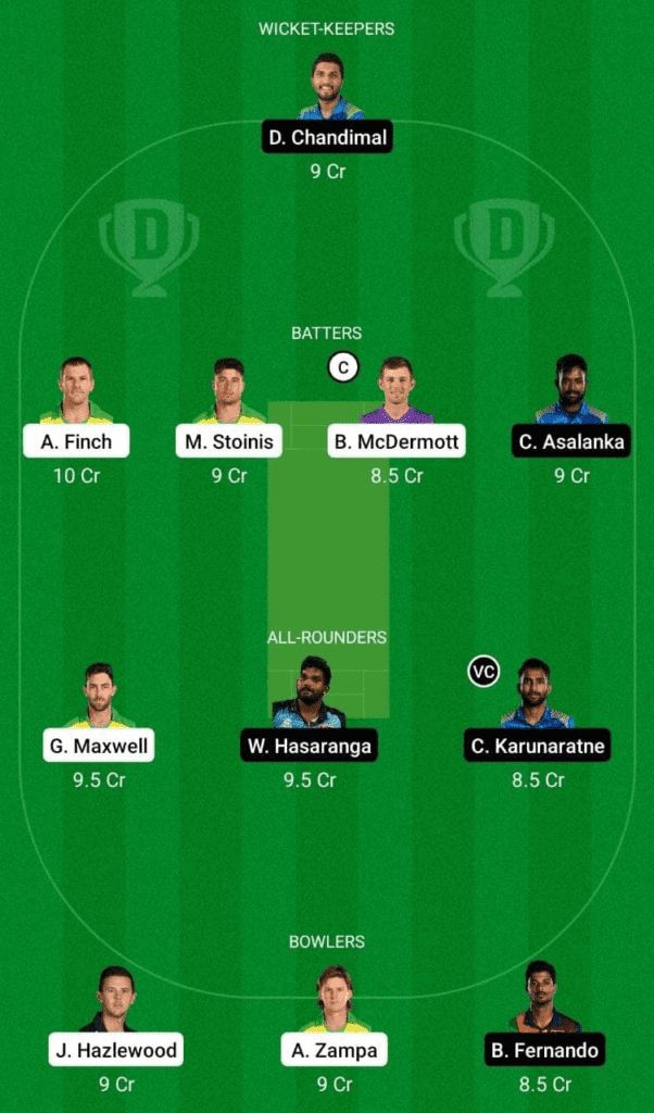 Dream 11 Fantasy Team 2 For AUS  vs SL